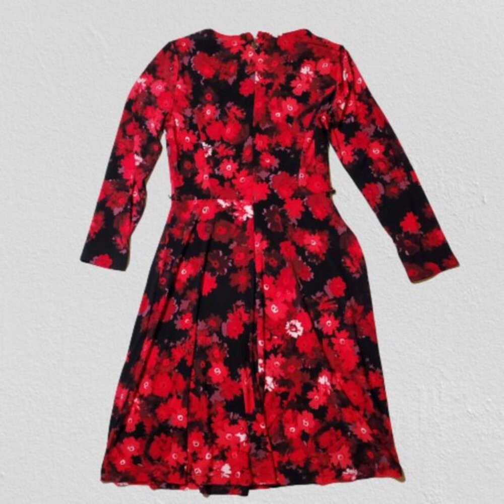Tommy Hilfiger Women Dress Size 4 Red Floral A-Line V-Neck Knee Length - Picture 6 of 14
